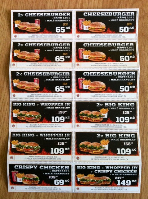 Burger King Kuponová knížka